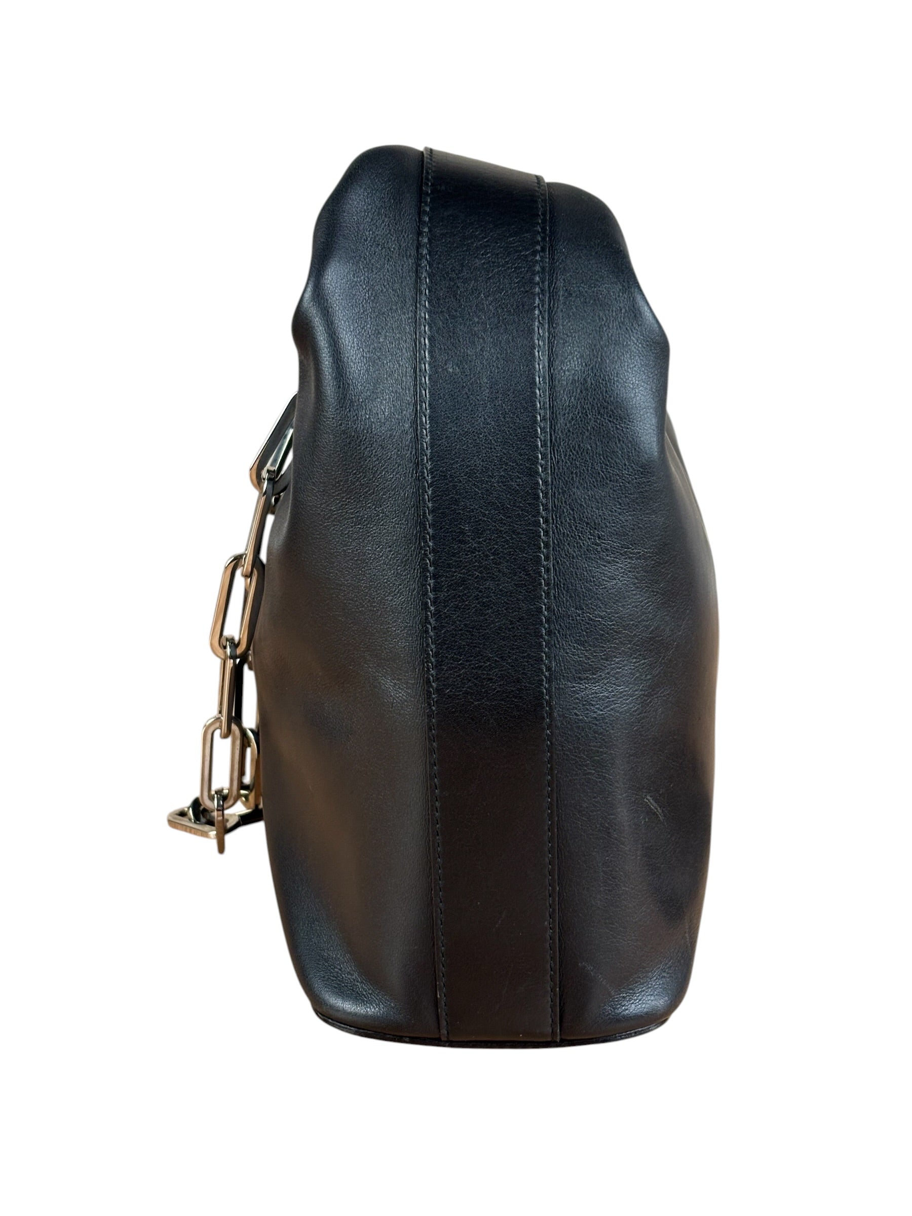Gucci Black Leather Chain Hobo Bag