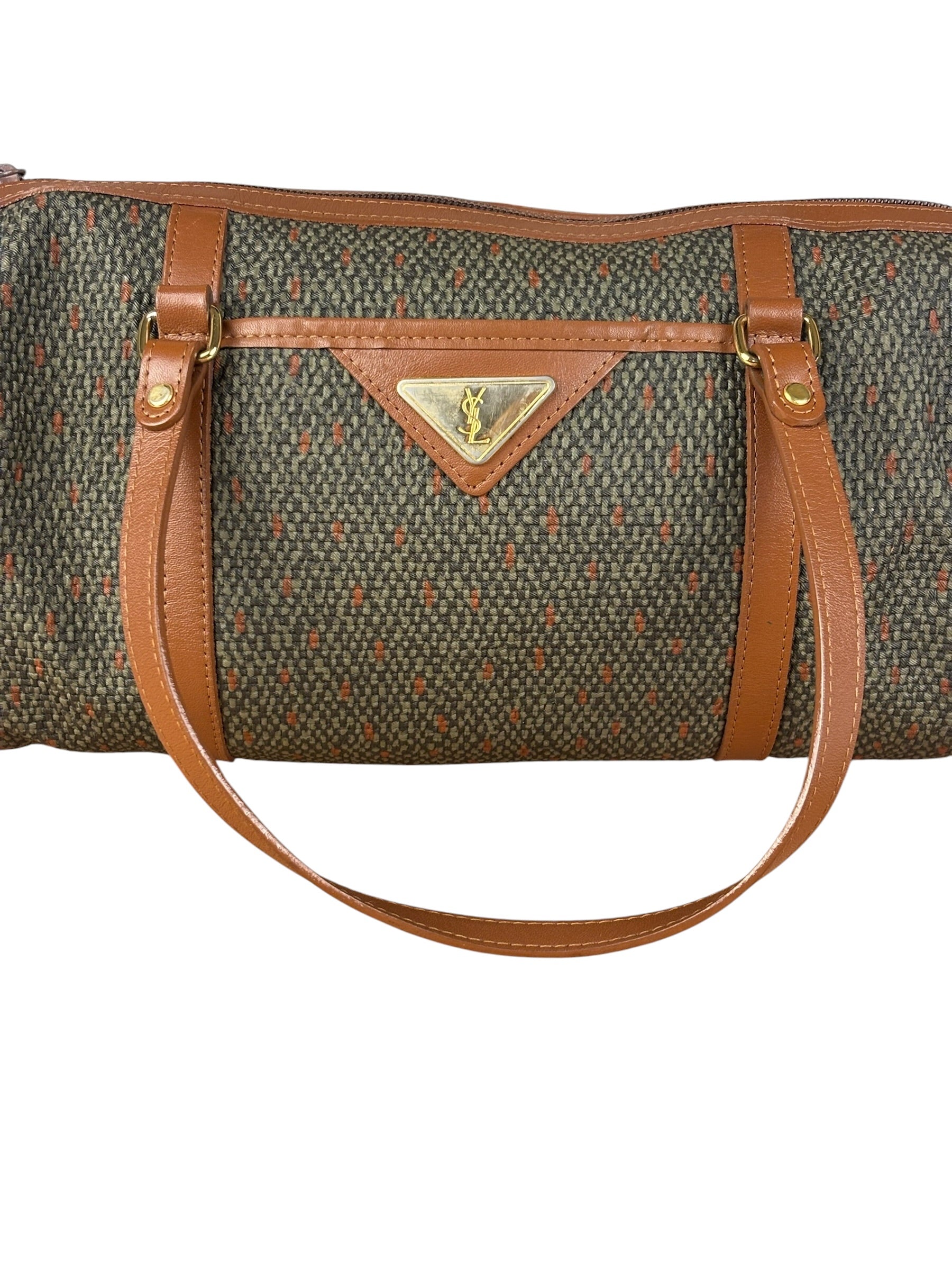 Yves Saint Laurent Vintage Brown Leather Woven Hand Bag