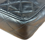Chanel Vintage Black Leather Quilted Bottom Chain Tote Bag 1987