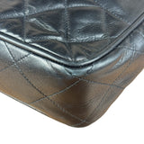 Chanel Vintage Black Leather Quilted Bottom Chain Tote Bag 1987