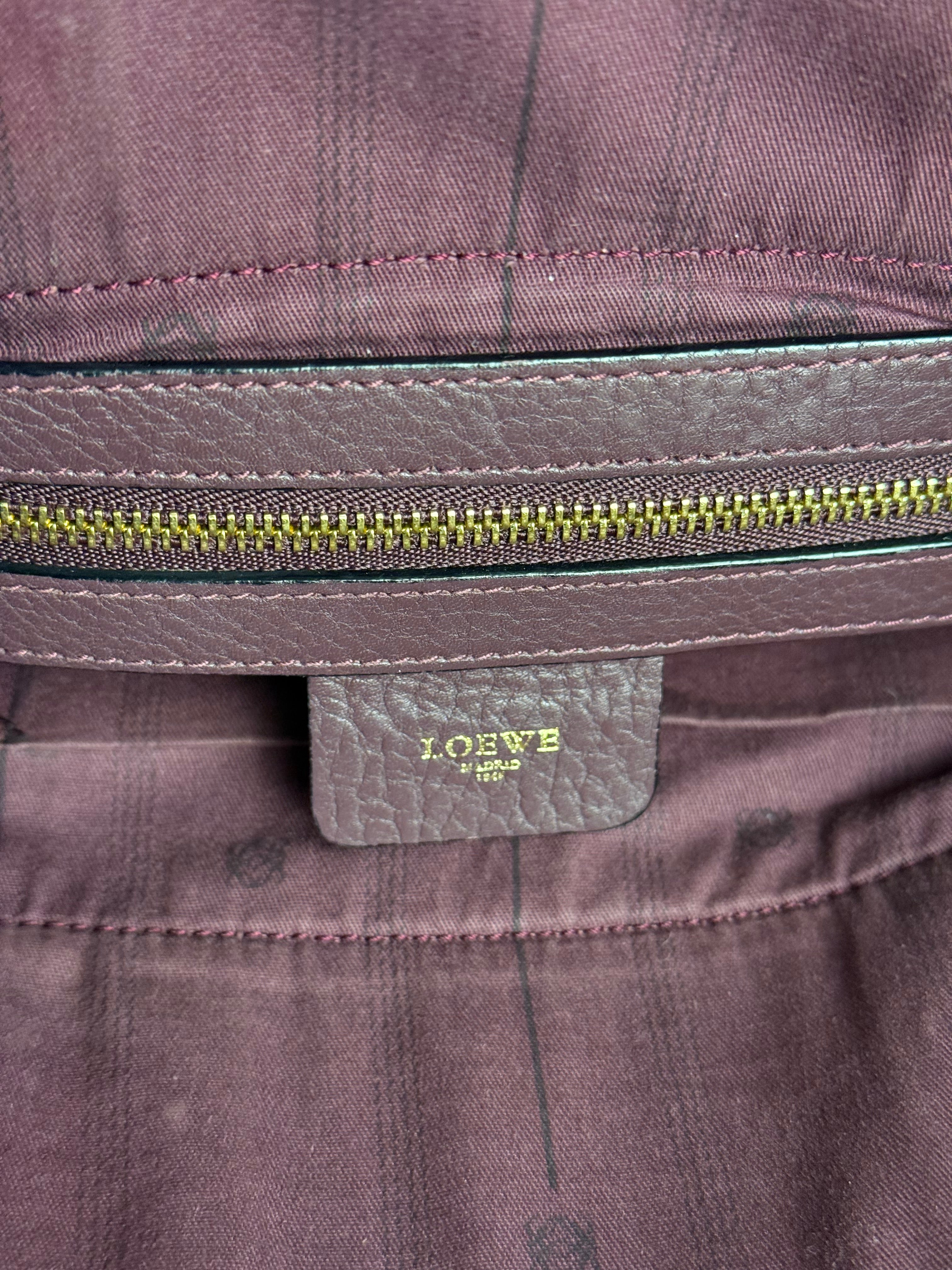 Loewe Purple Leather Ostrich Front 2Way Handbag