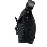 Gucci Black Leather Trim Horsebit GG Chain Shoulder Bag