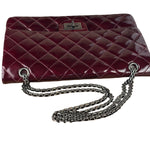 Chanel Burgundy Quilted Patent Leather 2.55 Reissue 227 Large Double Flap Bag 2011