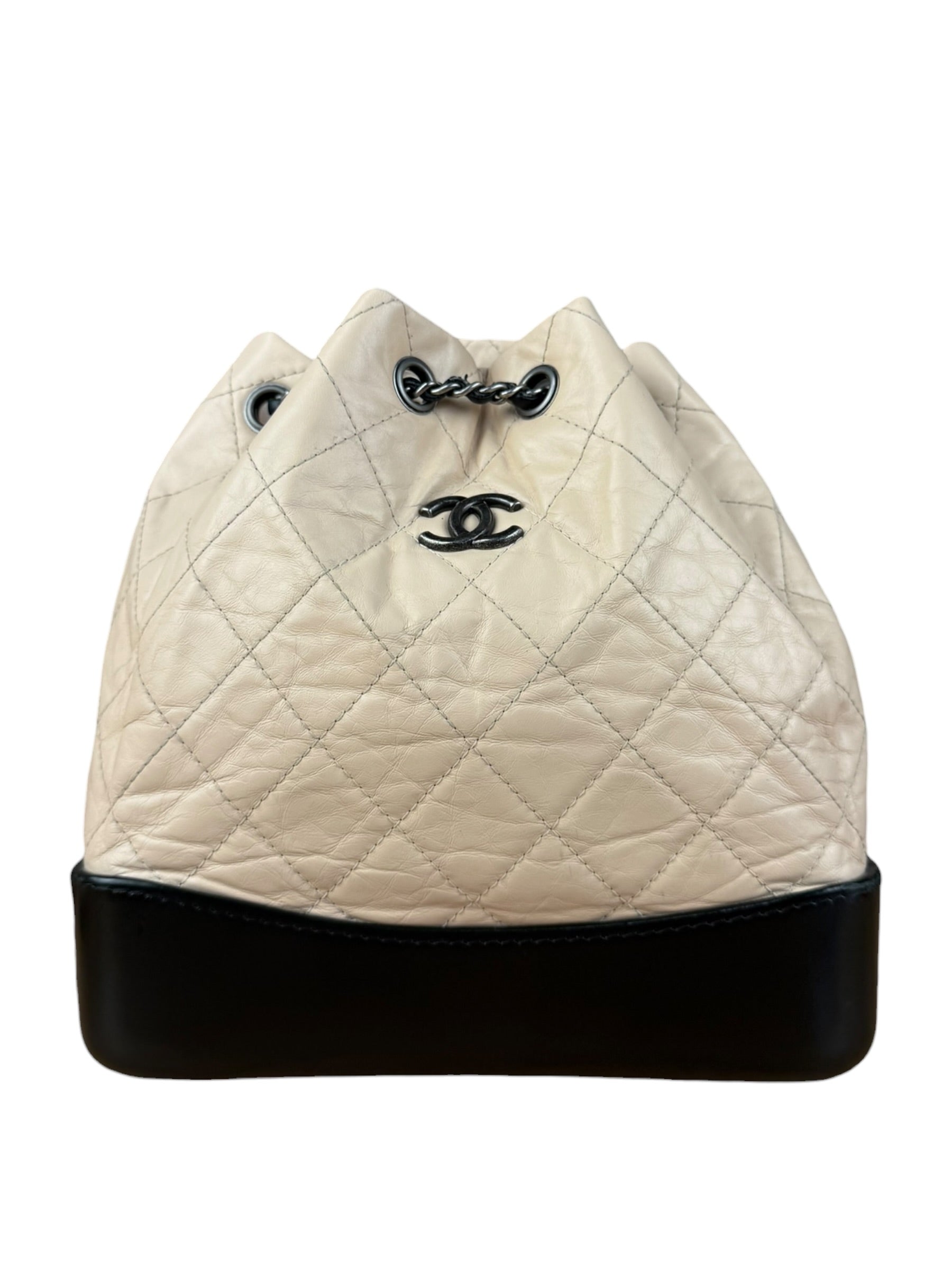 Chanel Beige Gabrielle Quilted Two-Tone Chain Backpack 2018