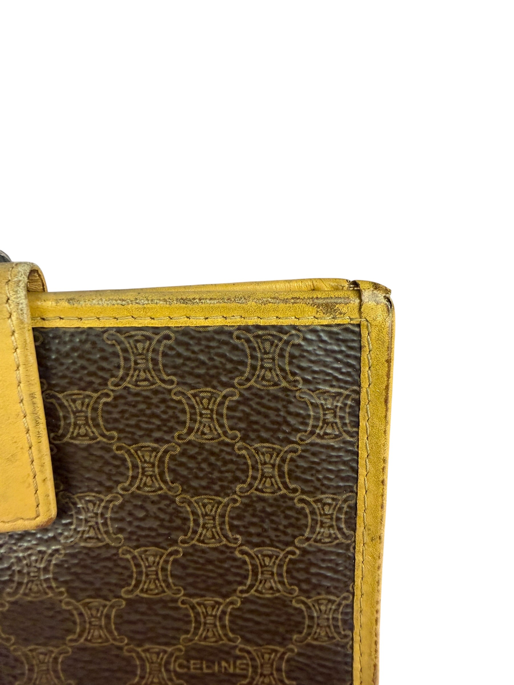 Celine Vintage Brown Macadam Bifold Kisslock Wallet