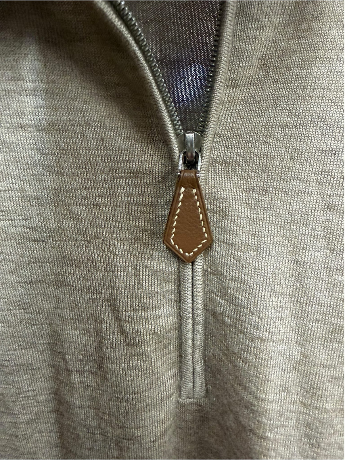 Hermes Beige Cashmere Blend Quarterzip