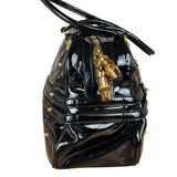 Gucci Black Patent Leather Horsebit Wave Shoulder Bag