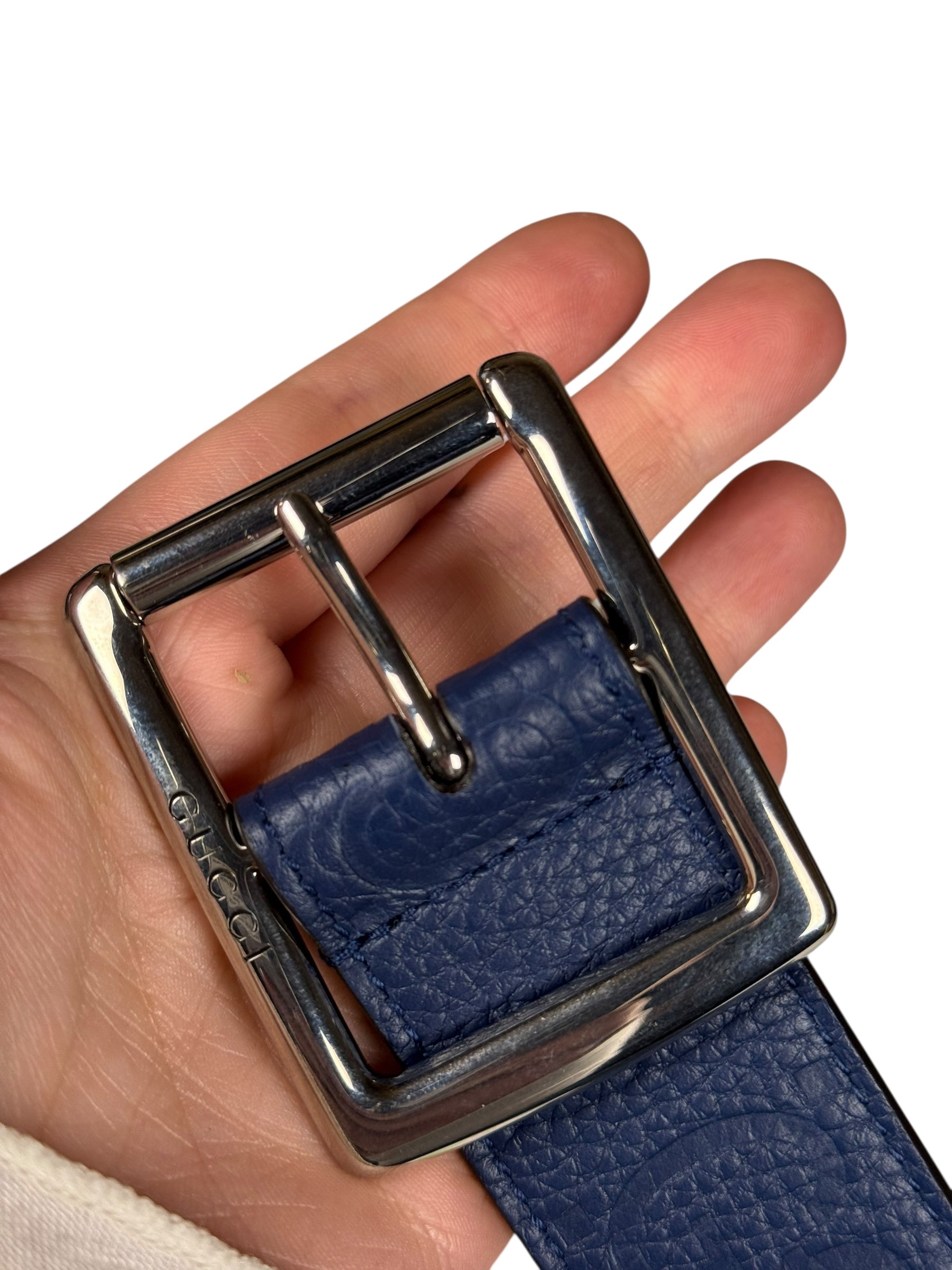 Gucci Navy Monogram GG Belt