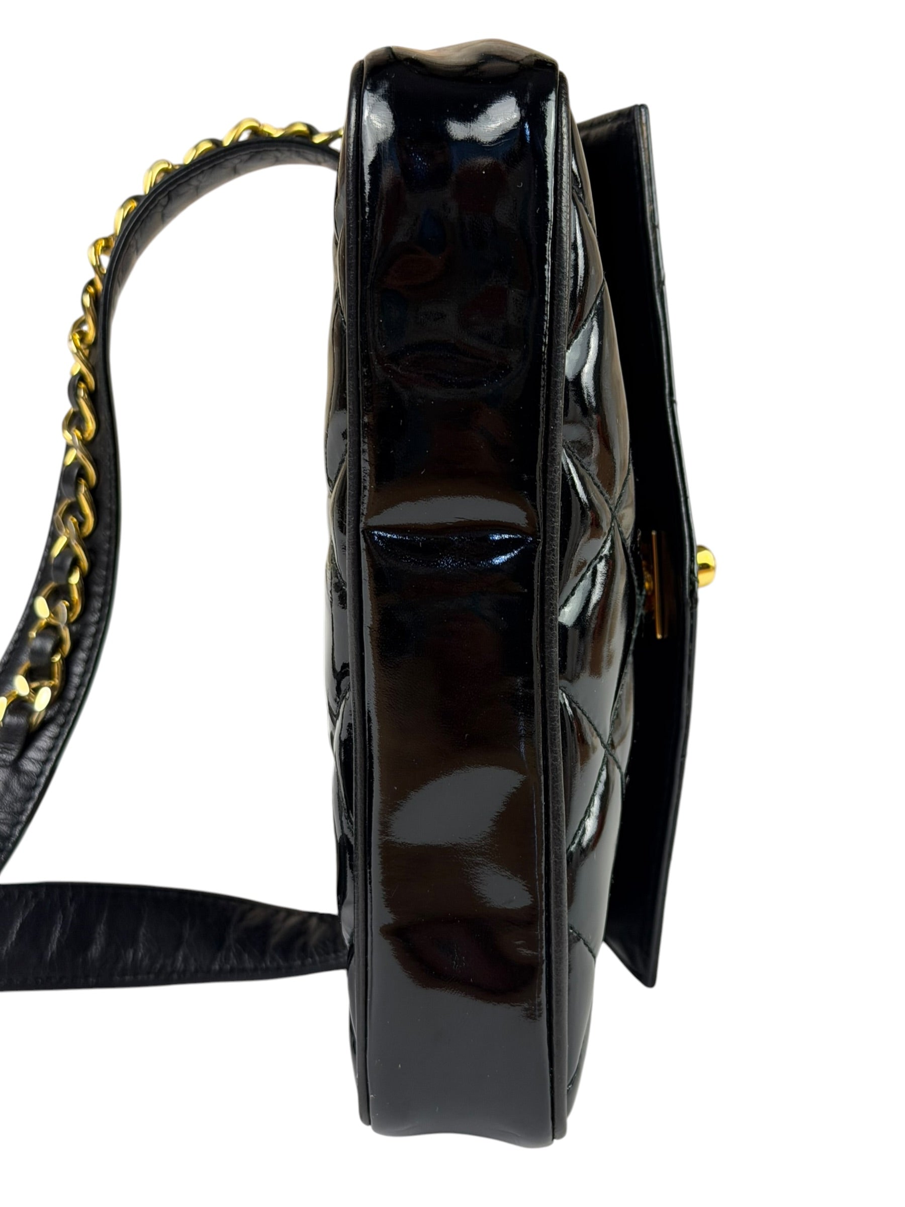 Chanel Black Patent Leather Belt Bag 1995