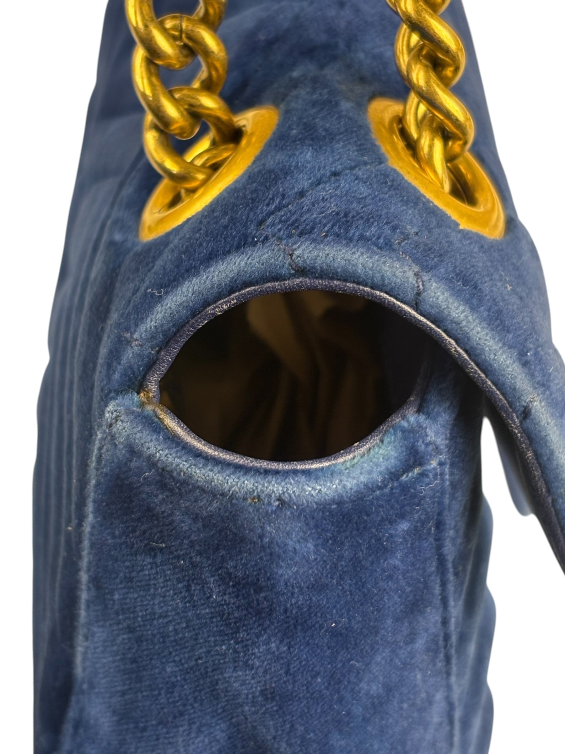 Gucci GG Blue Velvet Marmont Chain Shoulder Bag
