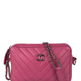 Chanel Pink Chevron Leather Promenade Chain Shoulder Bag 2018