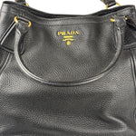 Prada Black Leather Vitello Daino 2Way Handbag