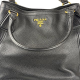 Prada Black Leather Vitello Daino 2Way Handbag