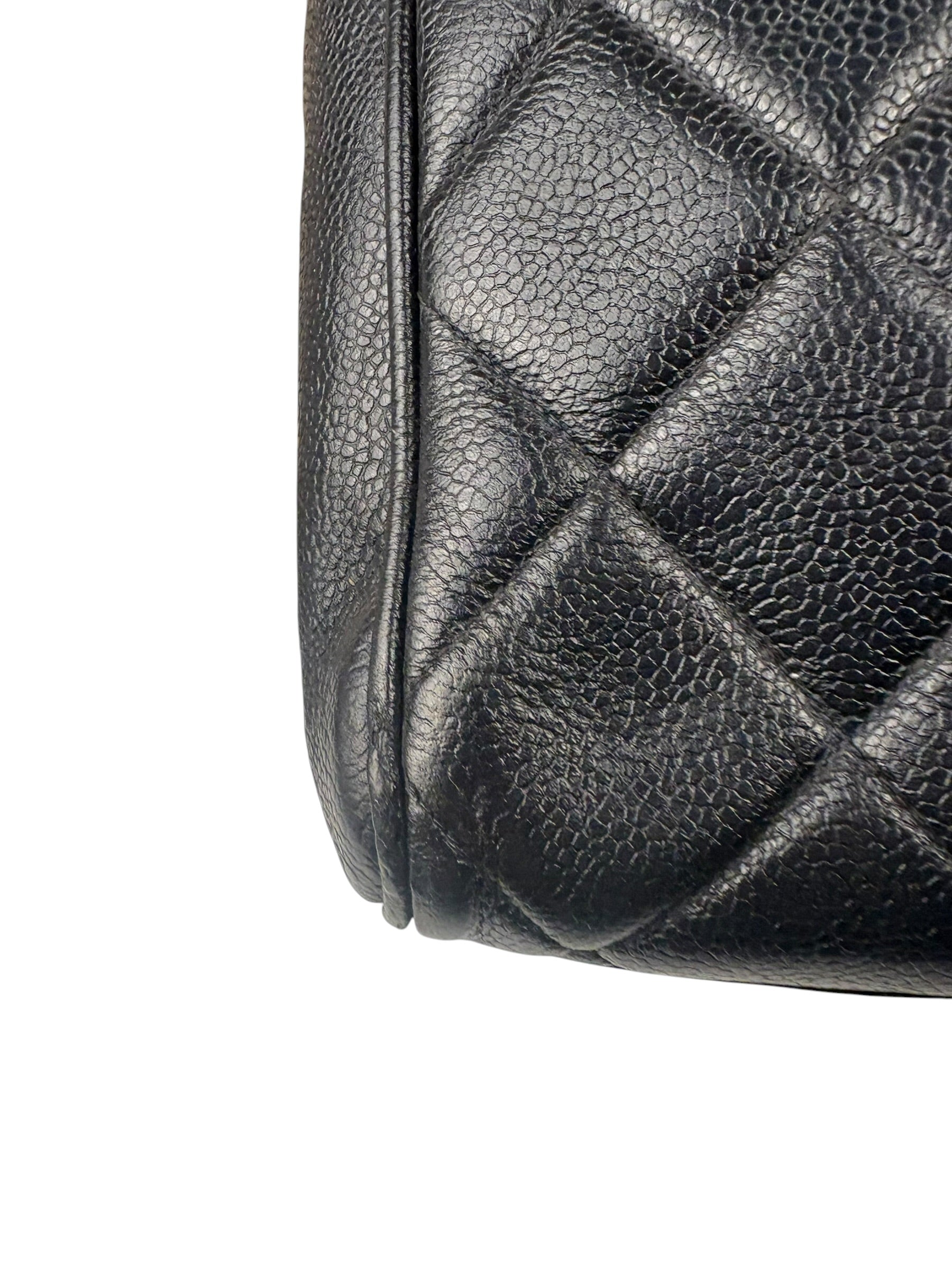 Chanel Black Quilted Caviar Kelly Top Handle Bag 90s