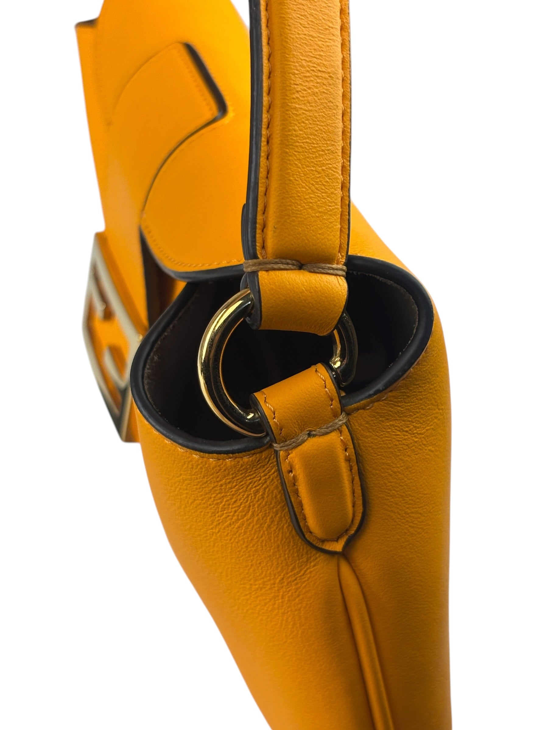 Fendi Orange Leather Small Croissant Hobo Bag