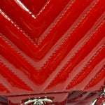 Chanel Red Patent Leather Chevron Jumbo Flap Bag 2009