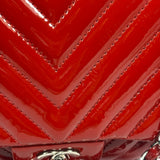 Chanel Red Patent Leather Chevron Jumbo Flap Bag 2009