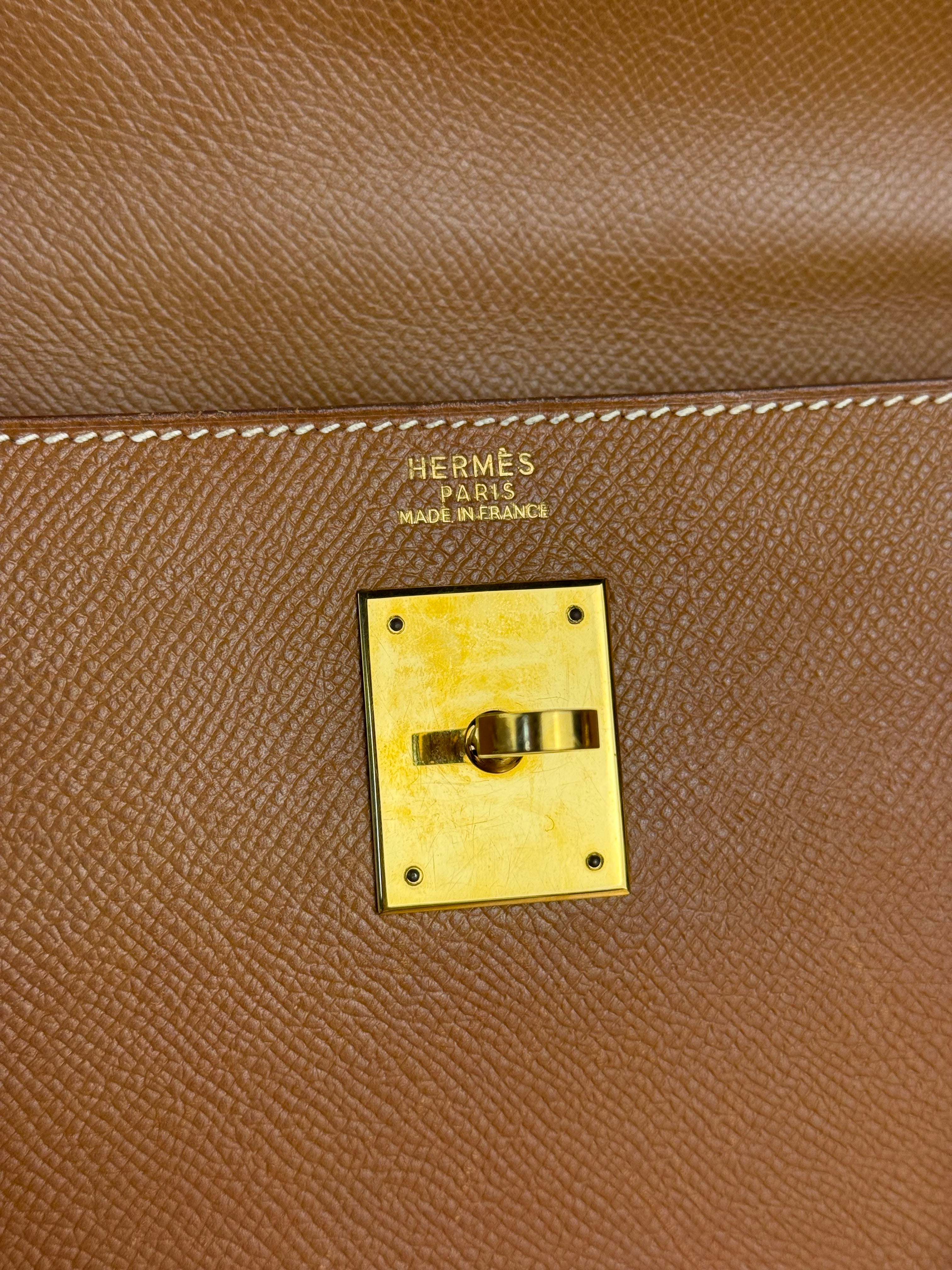 Hermes Kelly 32 Sellier Epsom Gold Handbag 1995