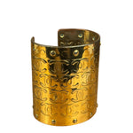 Chanel Vintage Gold CC Print Cuff Bracelet