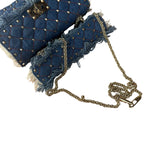 Valentino Garavani Denim Rockstud Spike Shoulder Bag