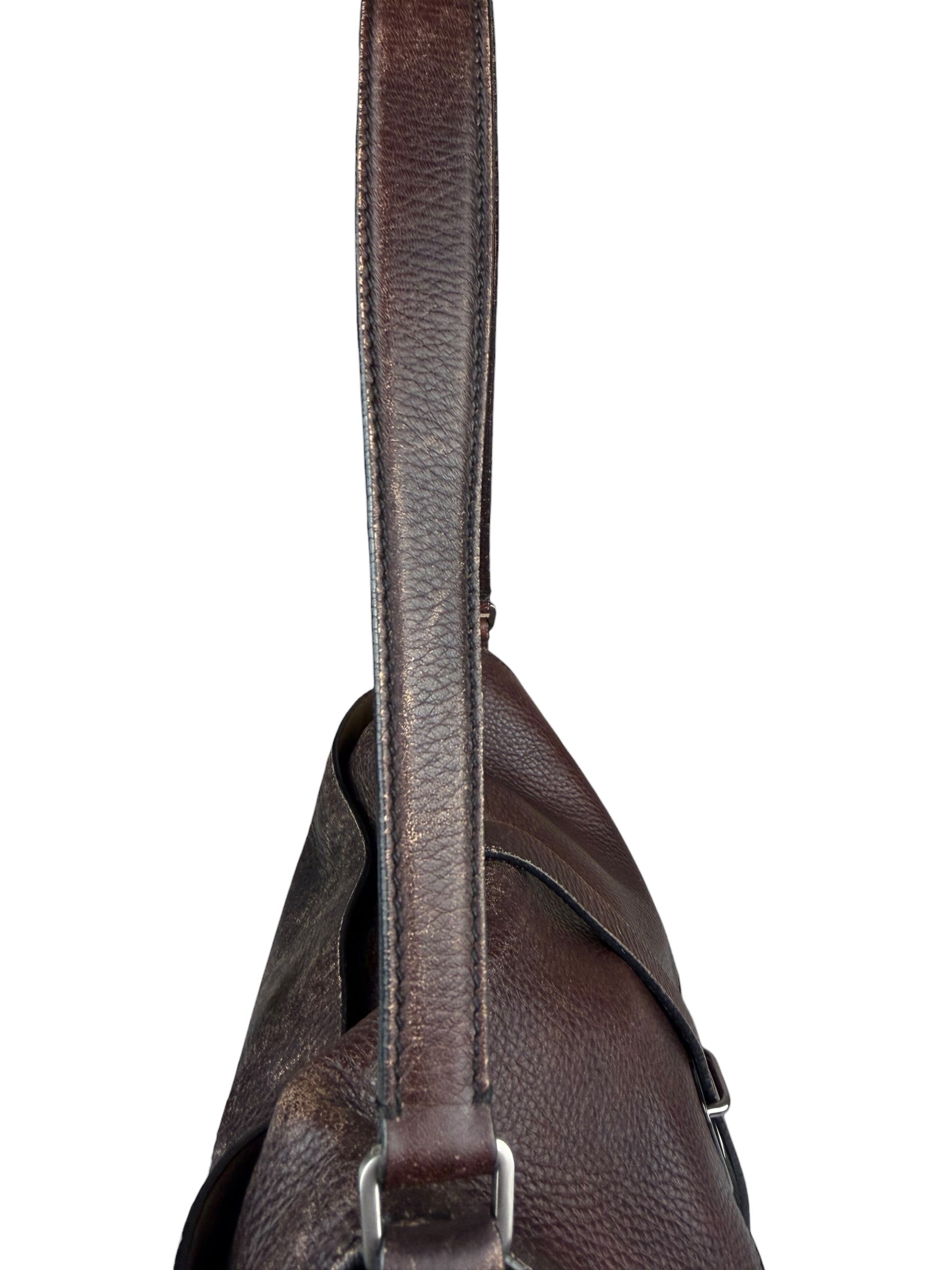 Prada Vintage Brown Leather Cervo Antik Messenger Bag