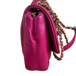 Chanel Fuchsia Pink Leather Puffy Flap Bag 2019