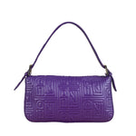 Fendi Purple Nappa Leather Medium Logo Embossed Baguette