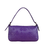 Fendi Purple Nappa Leather Medium Logo Embossed Baguette