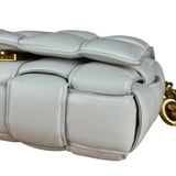 Bottega Veneta White Leather Padded Cassette Chain Bag