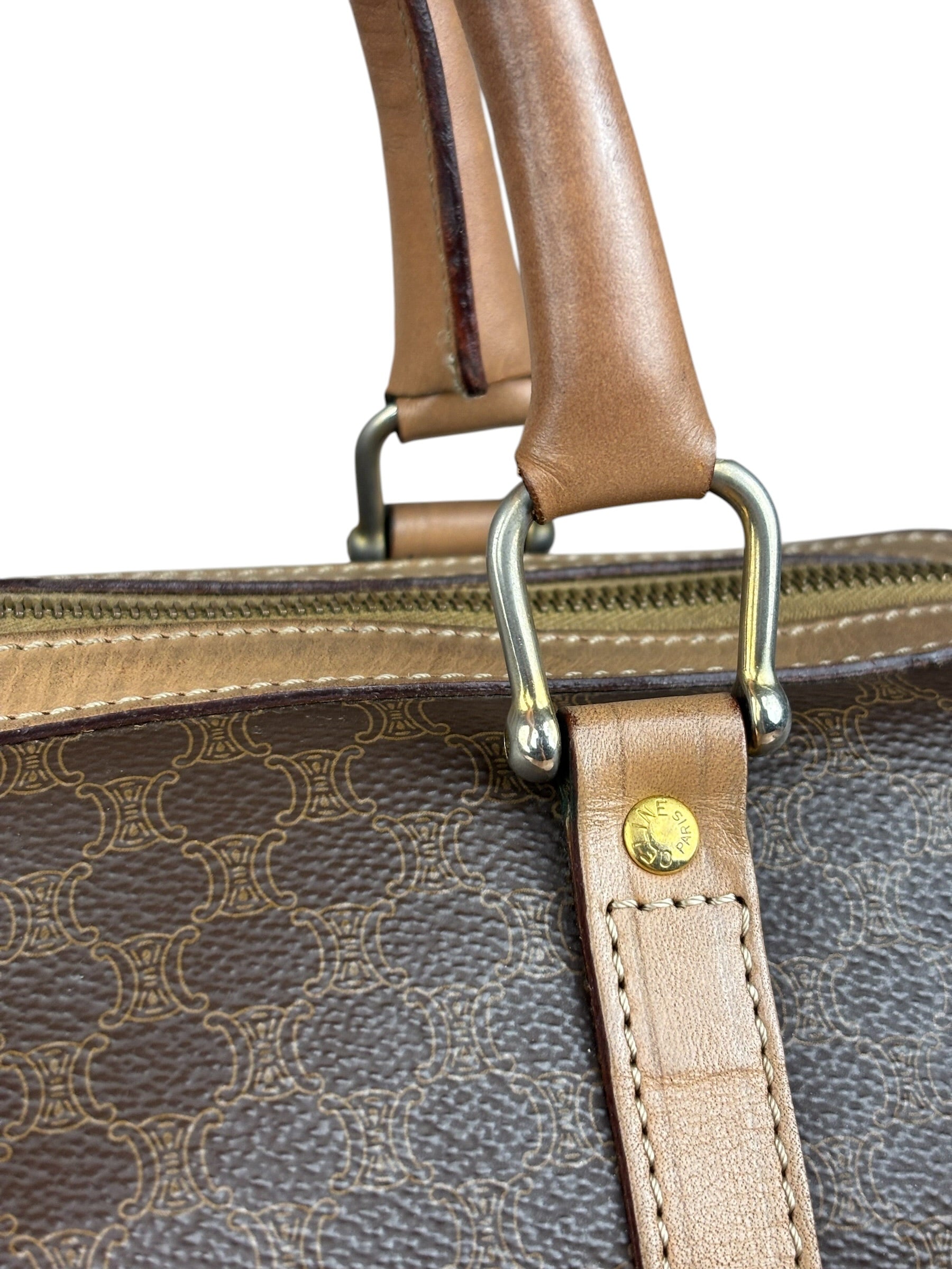 Celine Brown Leather Boston Handbag