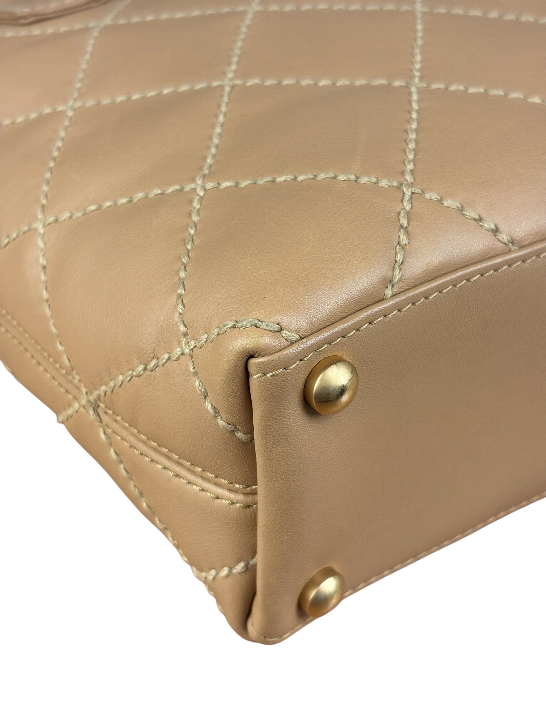 Chanel Vintage Beige Wild Stitch Small Tote Bag 2003