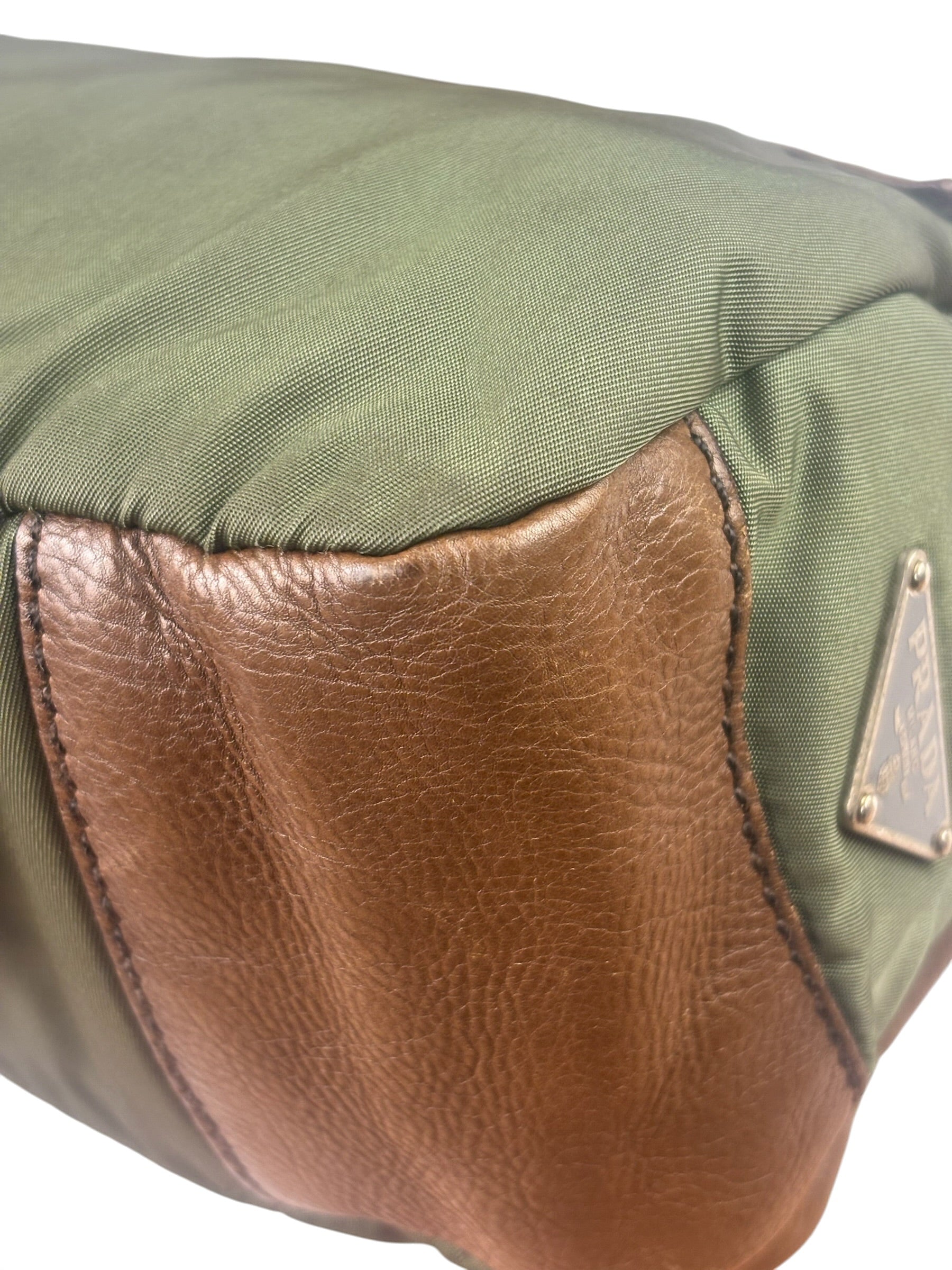 Prada Vintage Green Nylon/Leather Crossbody Bag