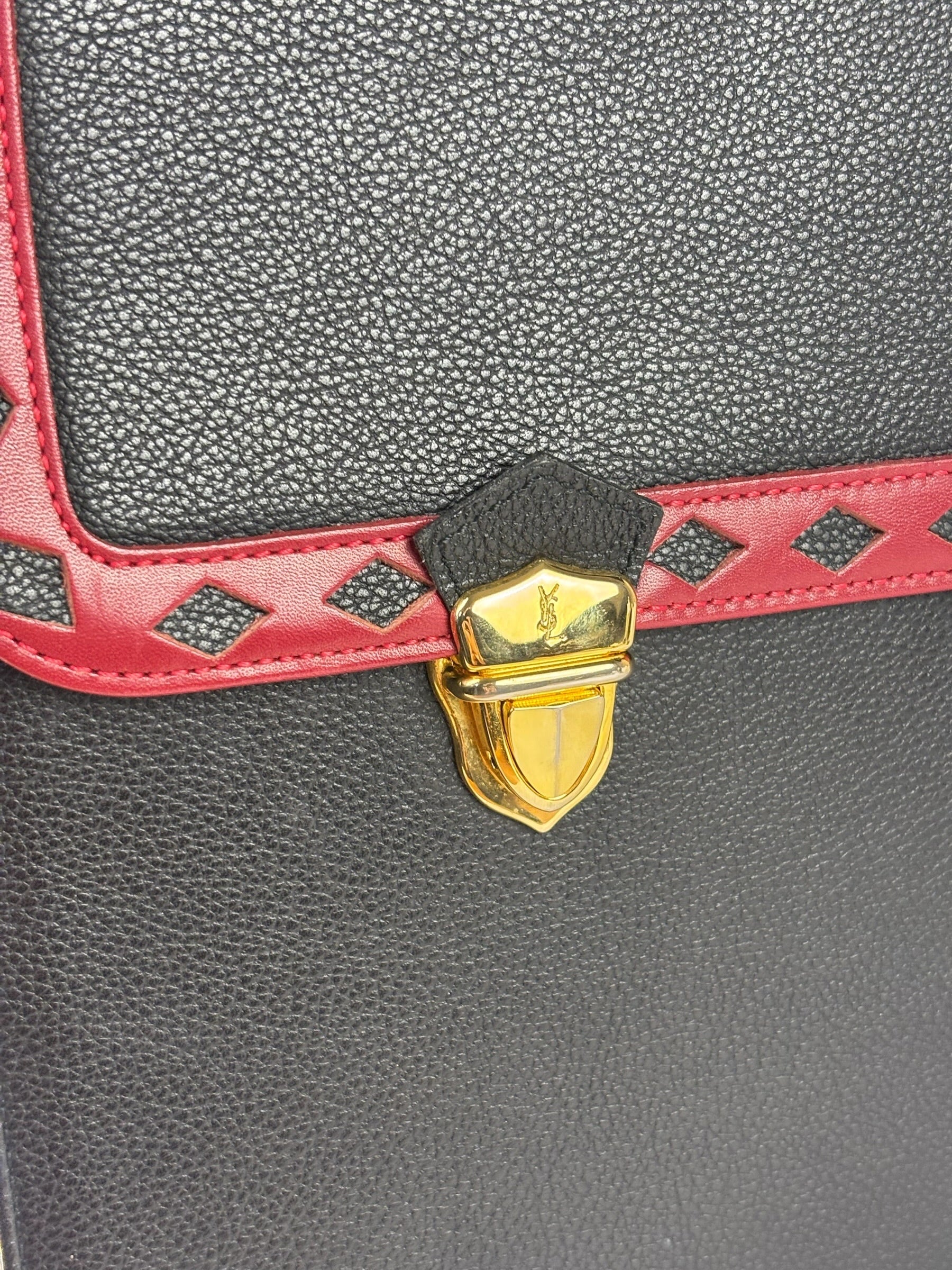 Yves Saint Laurent Vintage Black Leather Briefcase Two-Way Bag