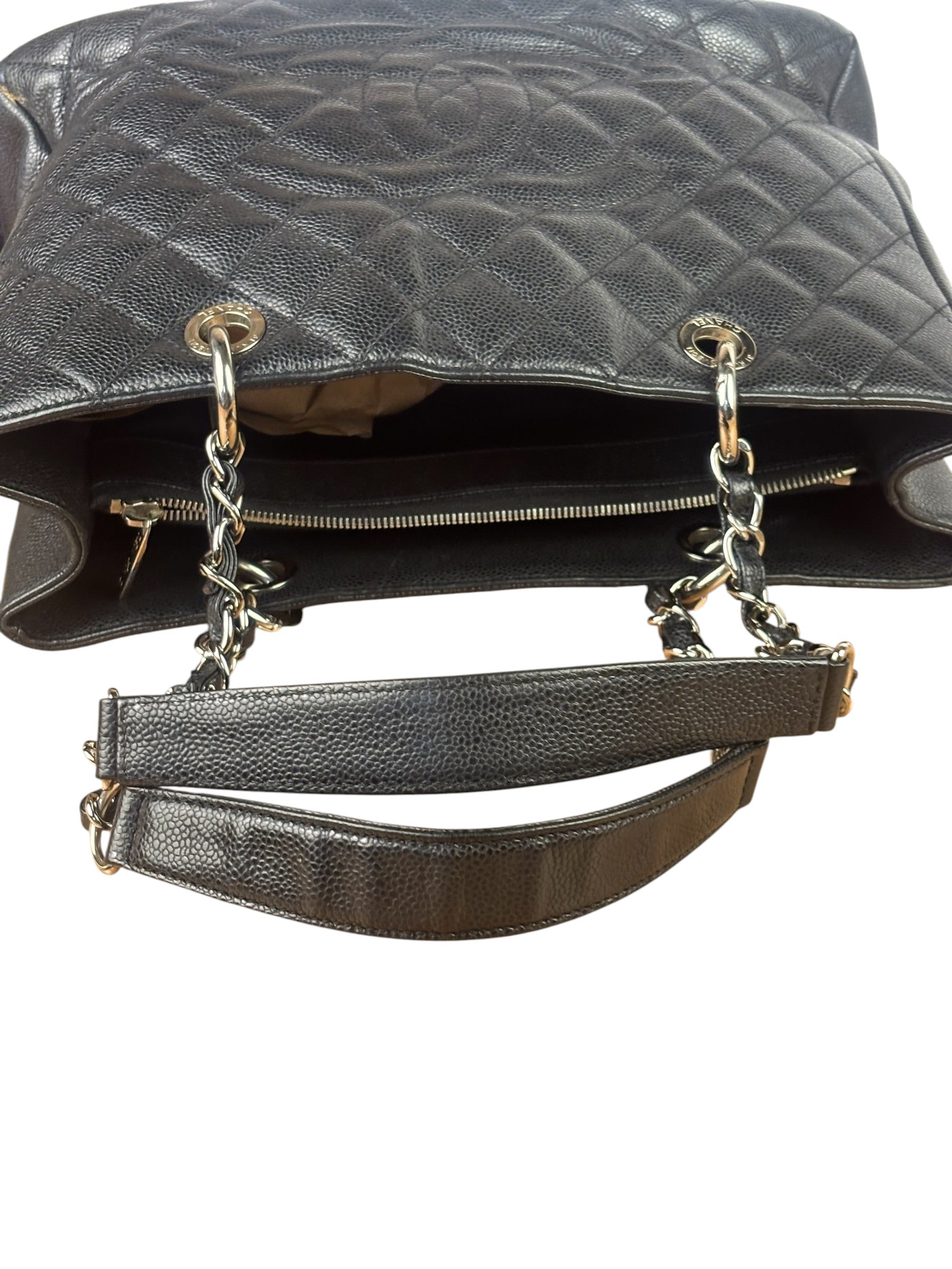 Chanel Black Caviar Quilted Large Shopping Tote 2012