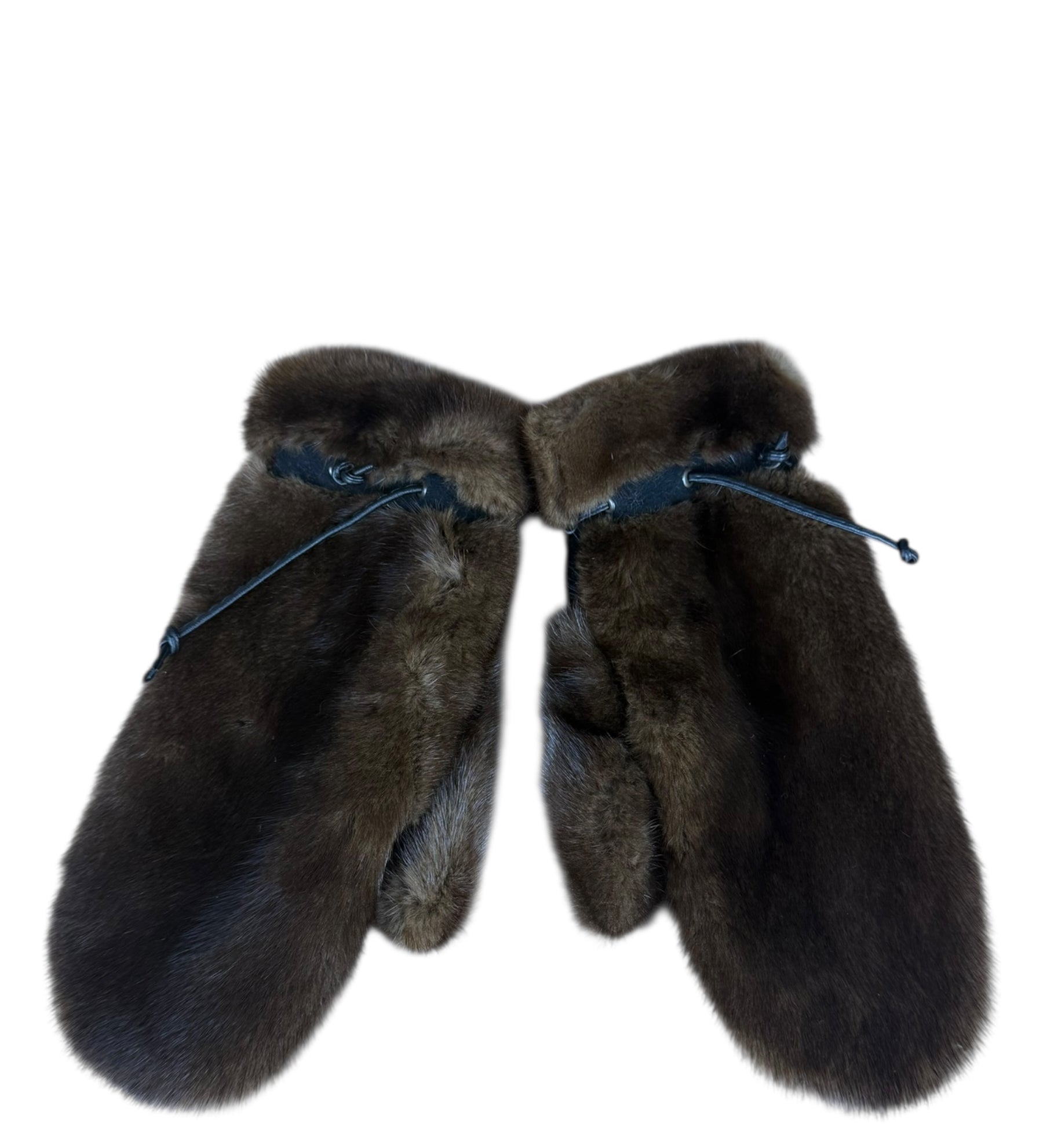 Vintage Brown Fur Mittens