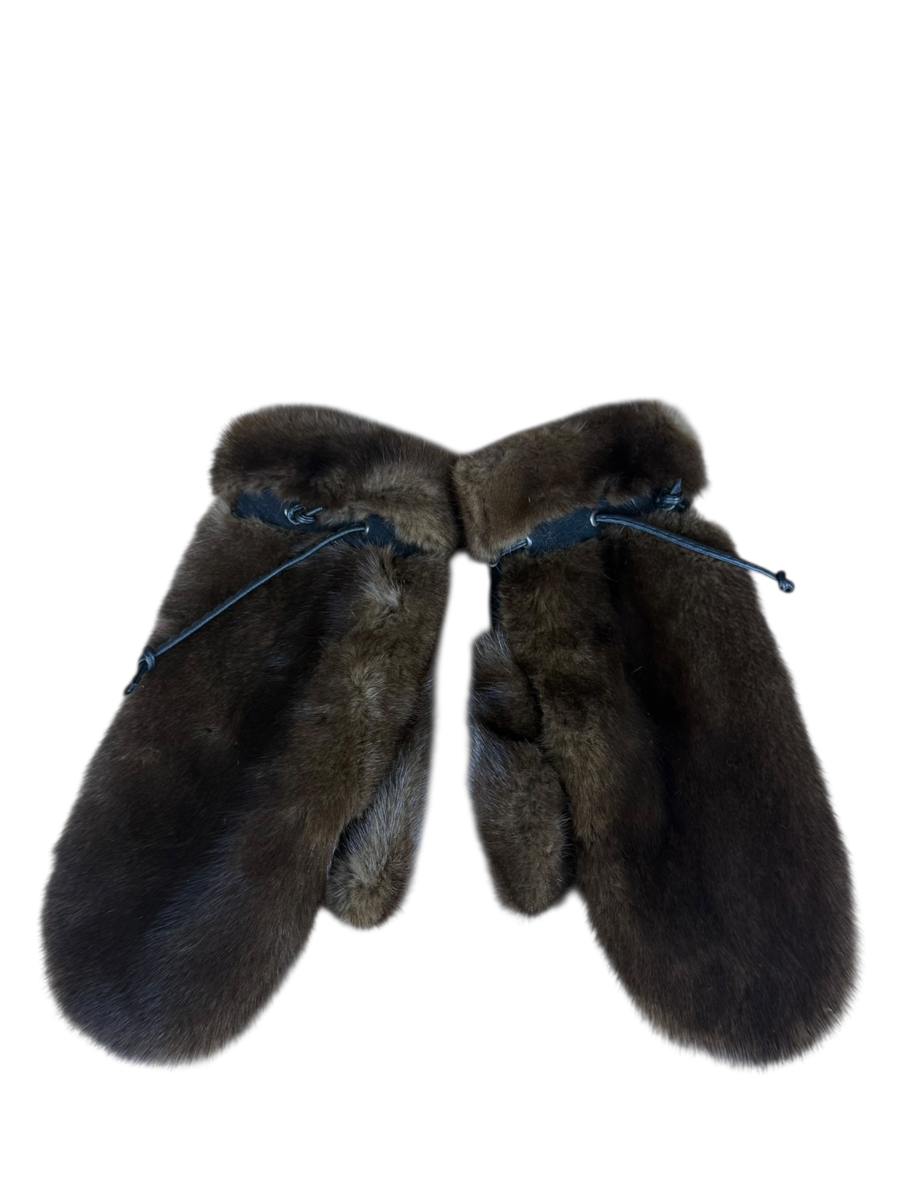 Vintage Brown Fur Mittens
