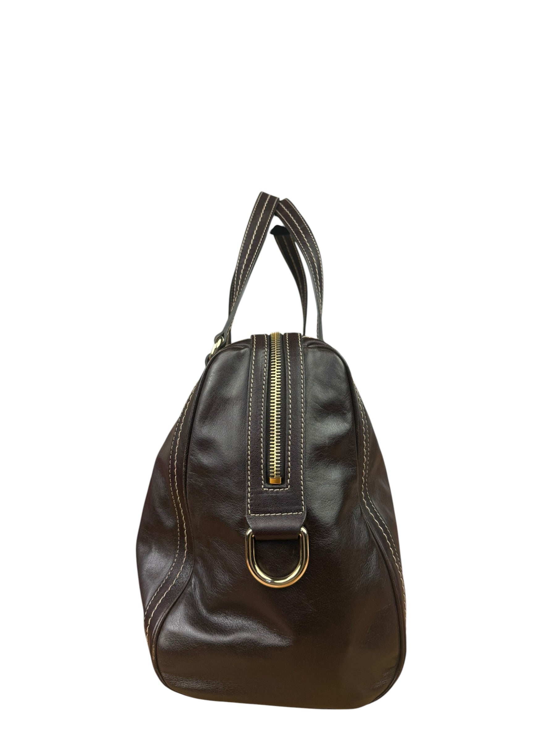 Gucci Vintage Dark Brown Leather Duchessa Boston Handbag