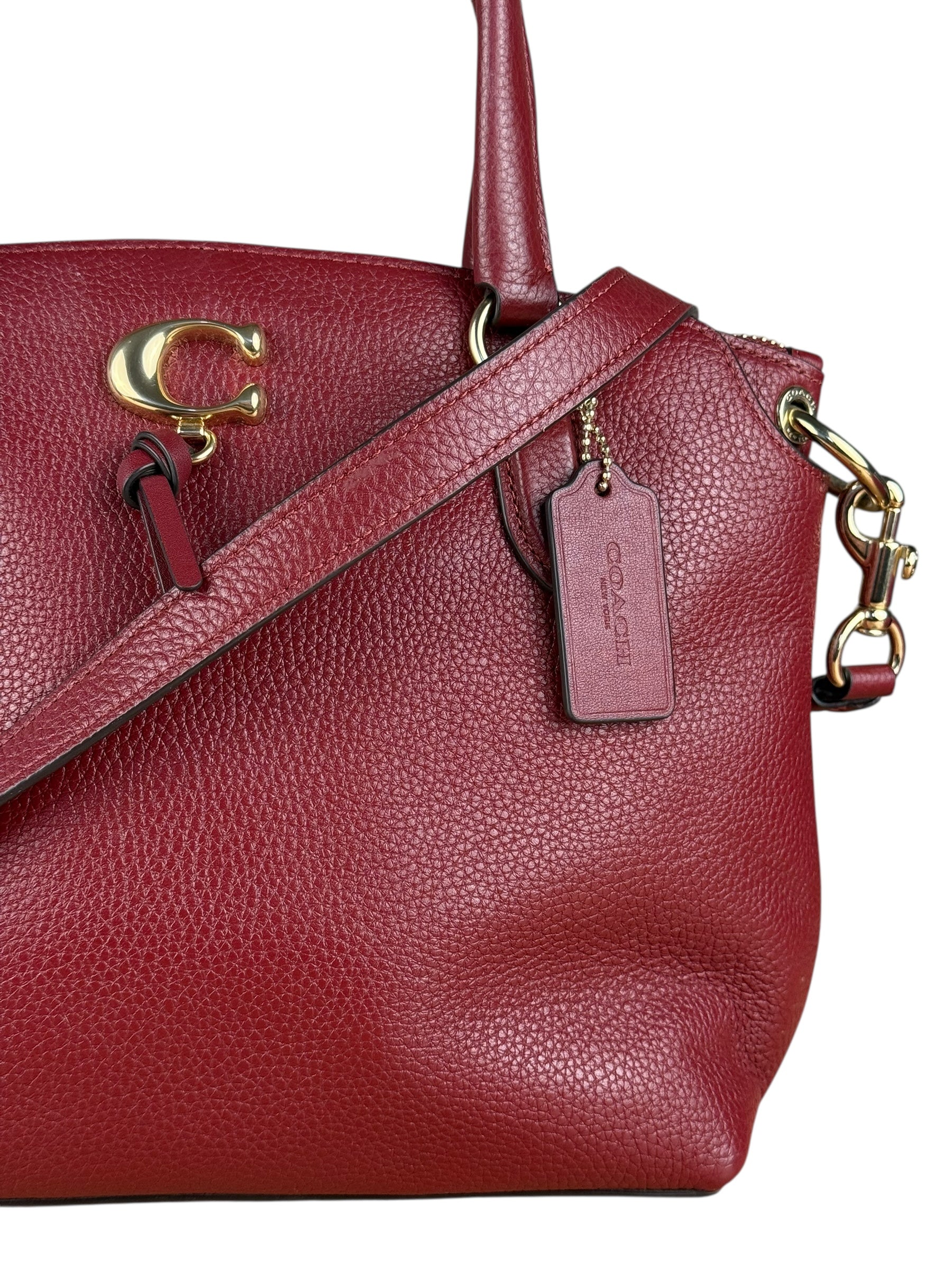 Coach Maroon Pebbled Leather Remi 2Way Bag