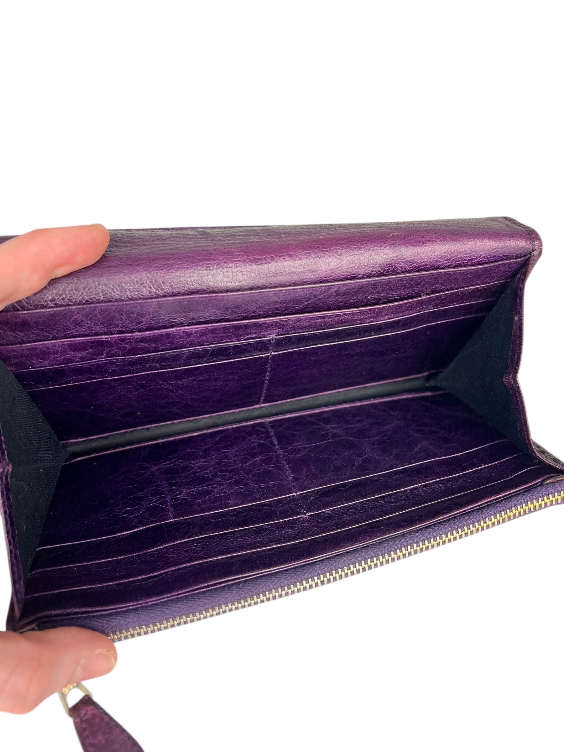 Balenciaga Purple Moto Flap Wallet