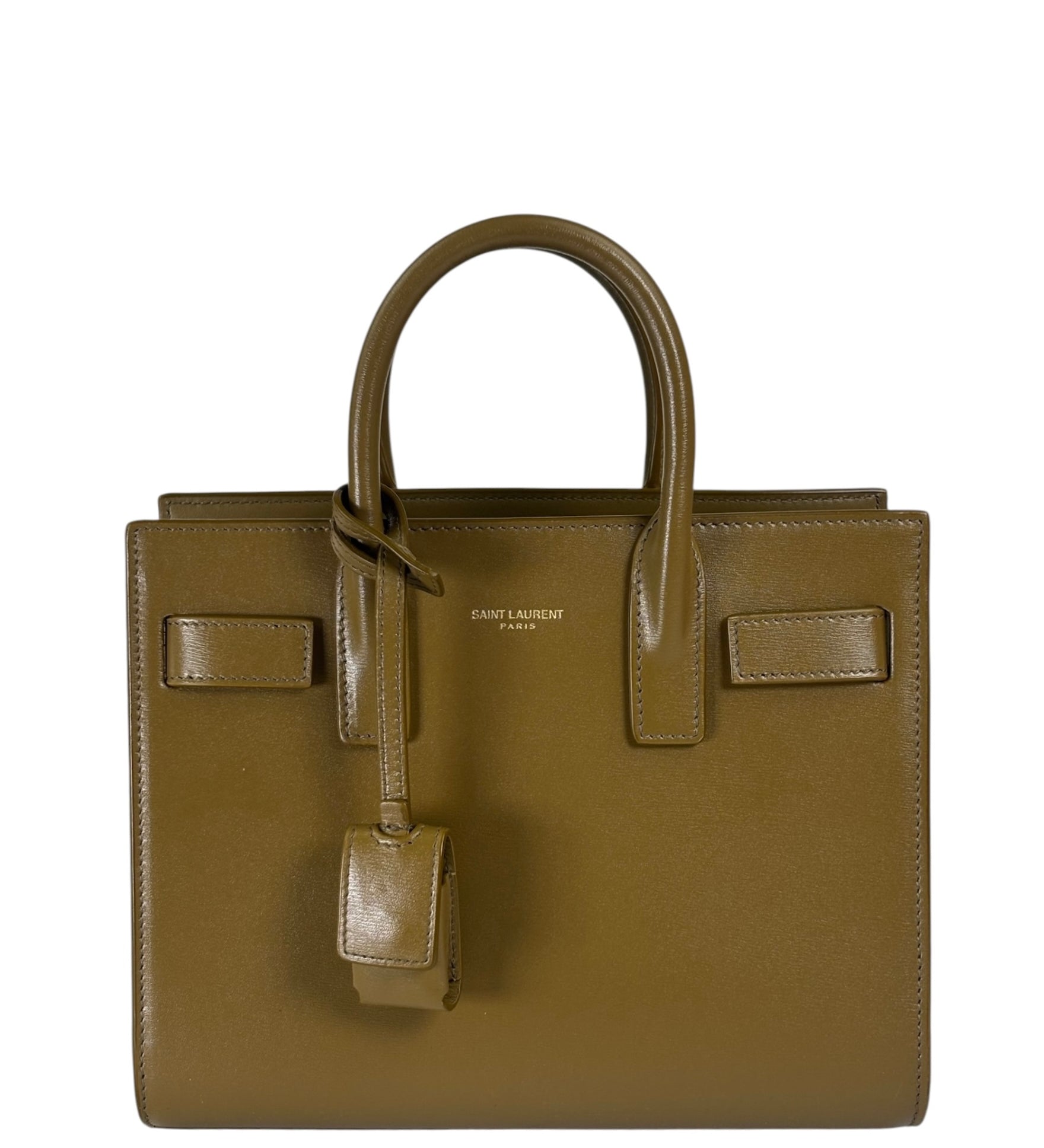 YSL Green Ink Leather King Palm Nano Two-Way Tote