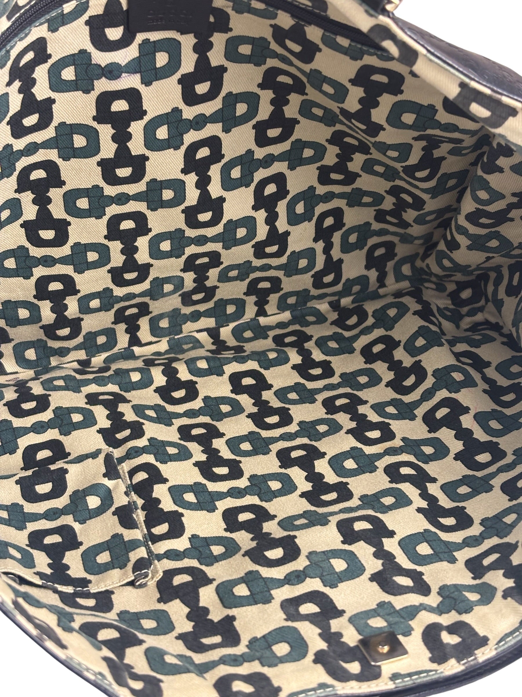 Gucci Black Leather GG Supreme D-Ring Abbey Tote