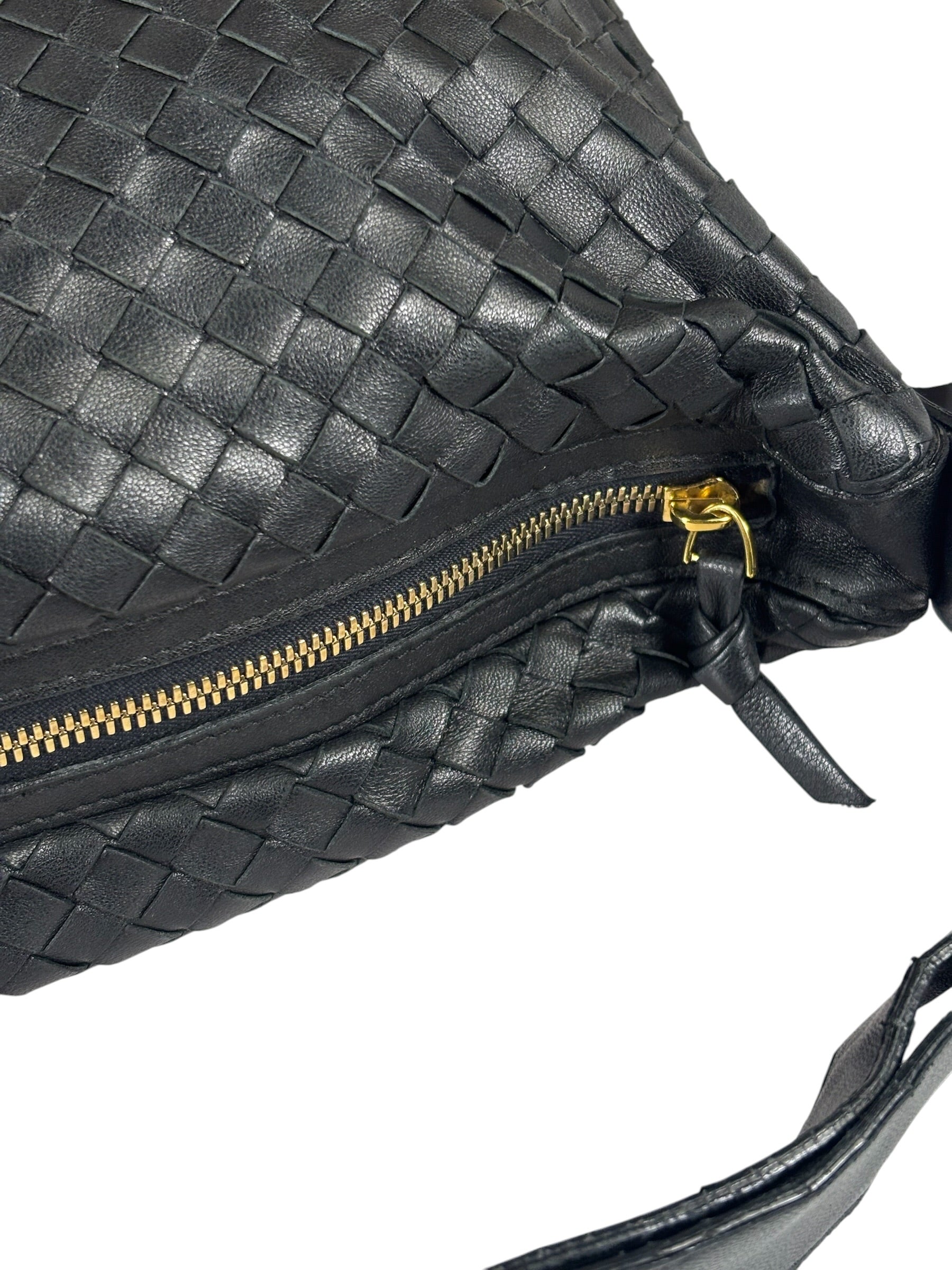 Bottega Veneta Black Intrecciato Woven Hobo Bag