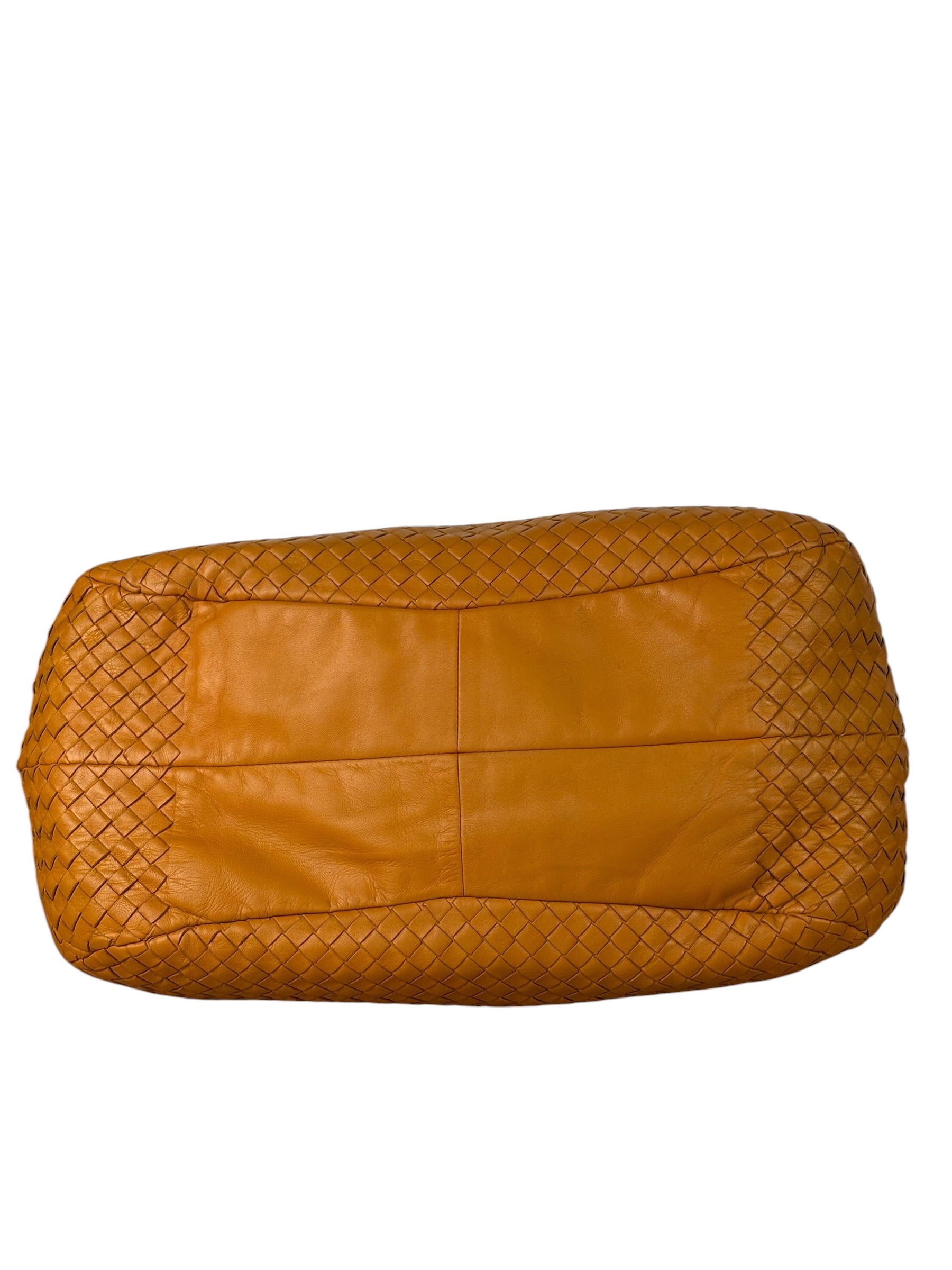 Bottega Veneta Orange/Brown Woven Leather Campana Shoulder Bag