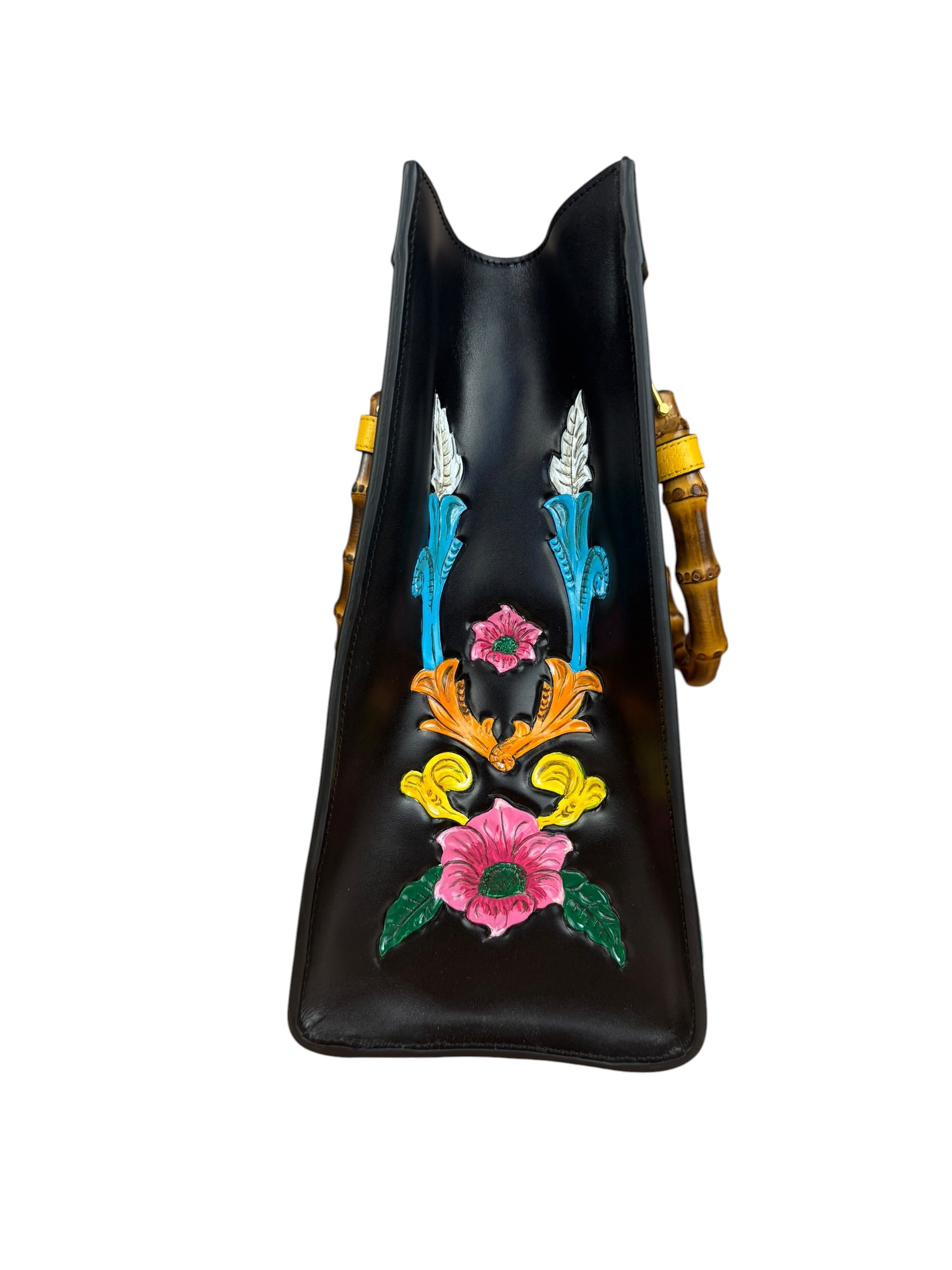 Gucci Black Leather Floral Limited Edition Diana 2Way Tote
