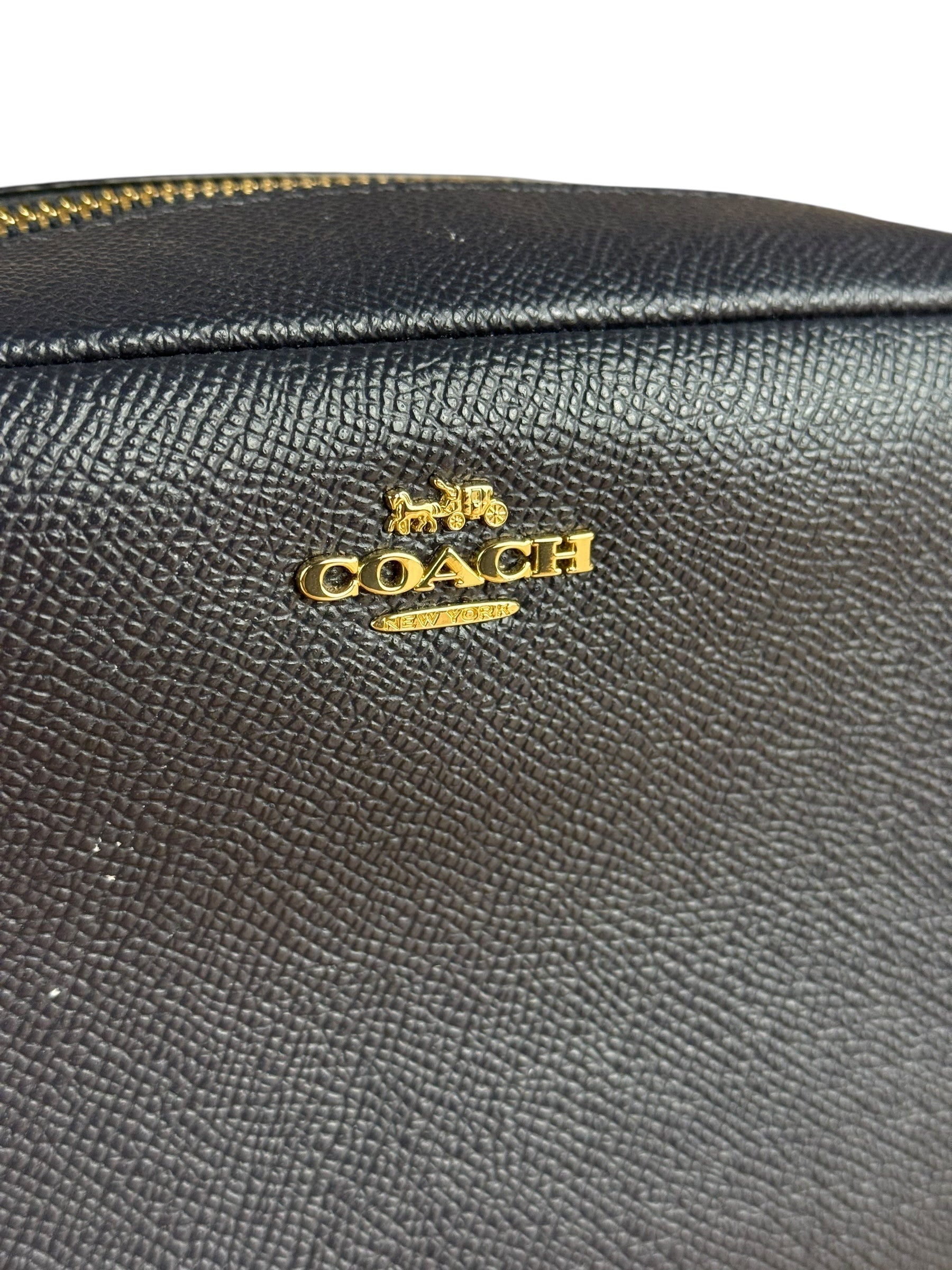 Coach Cosmetic Pouch Navy Blue Pebbled Leather