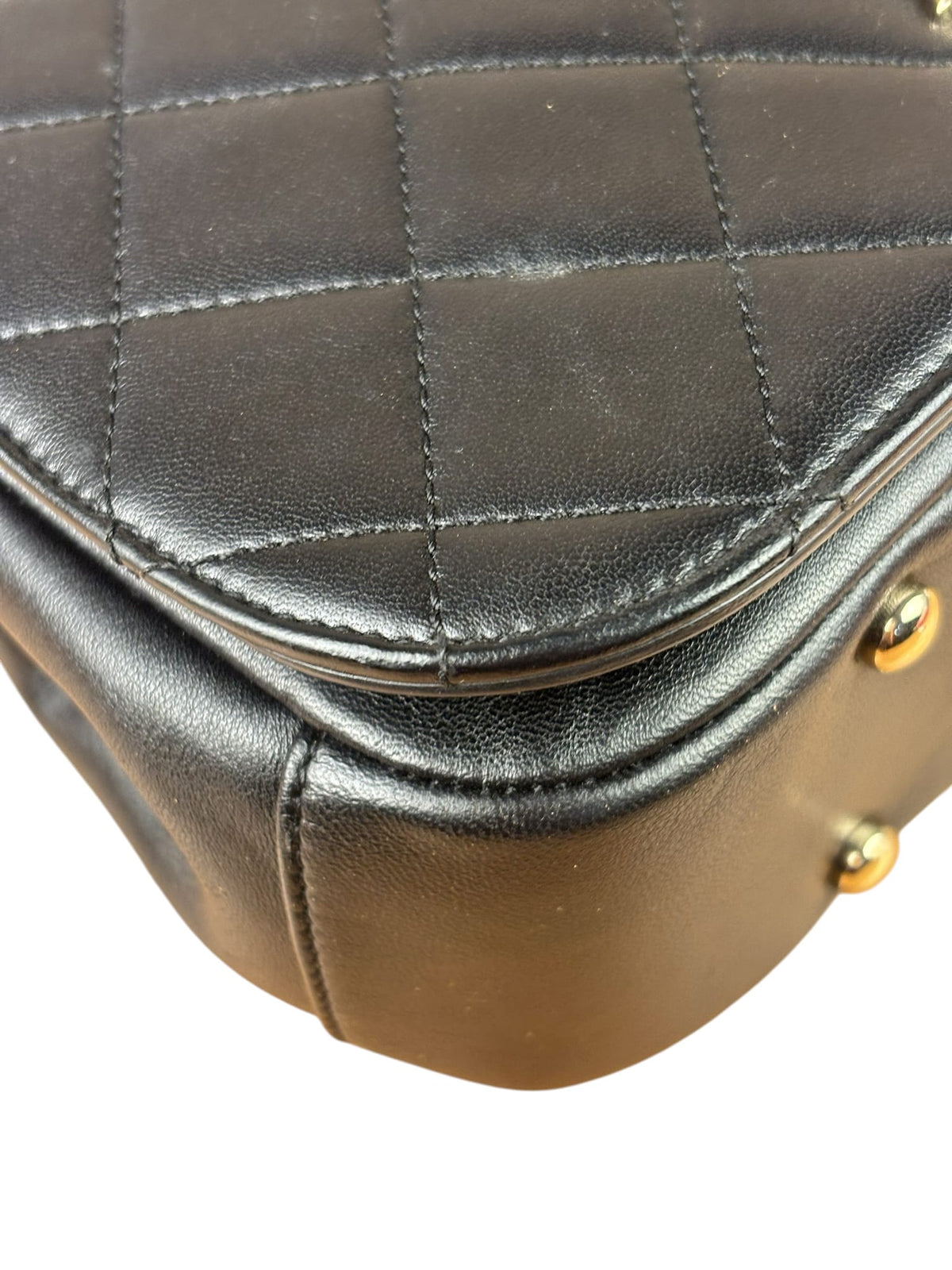 Chanel Black Quilted Lambskin Small Carry Chic Flap Two-Way Bag 2017
