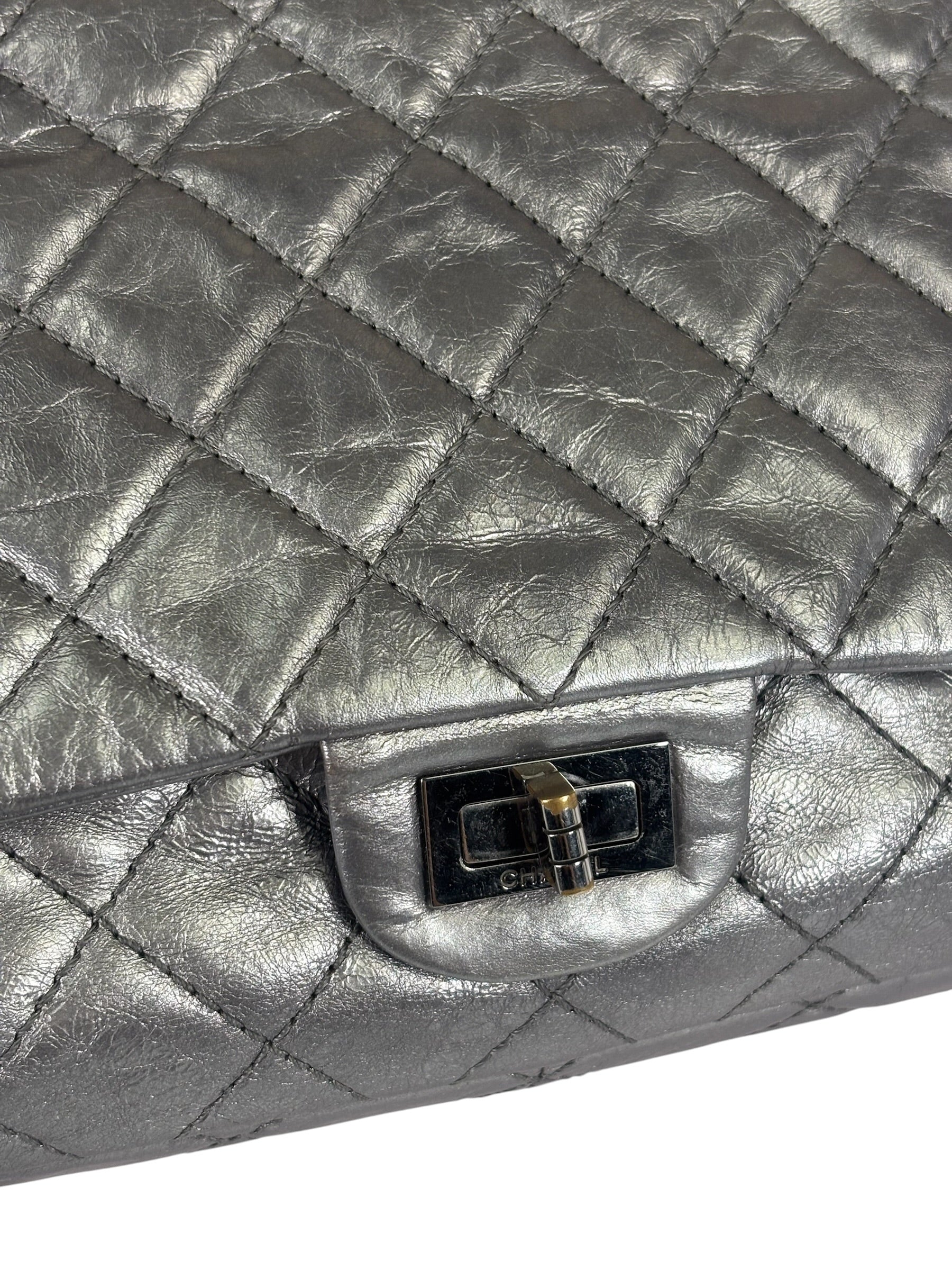 Chanel Metallic Silver Quilted Leather 2.55 Reissue Double Flap Bag 2008