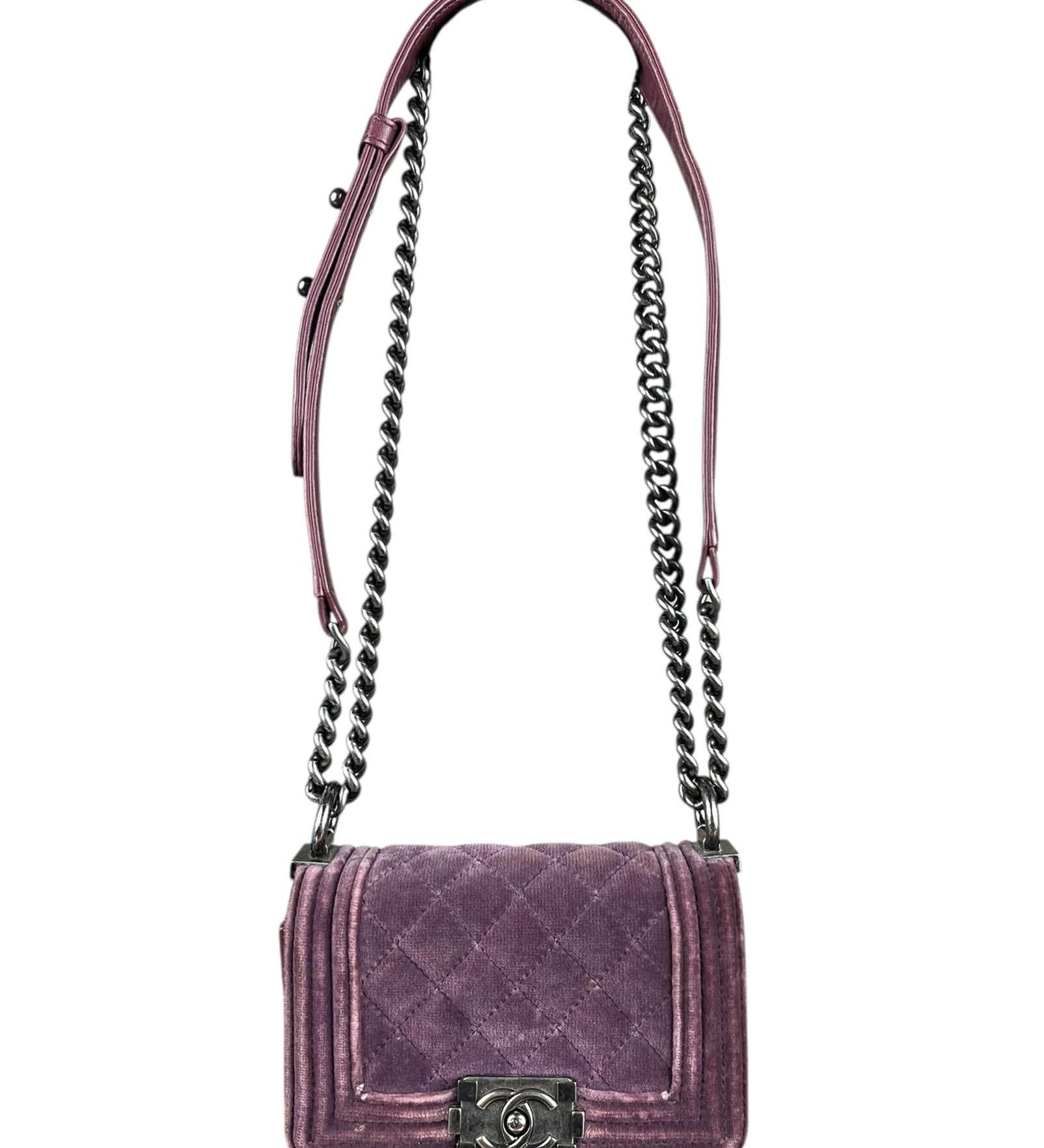Chanel Purple Velvet Mini Boy Bag 2013
