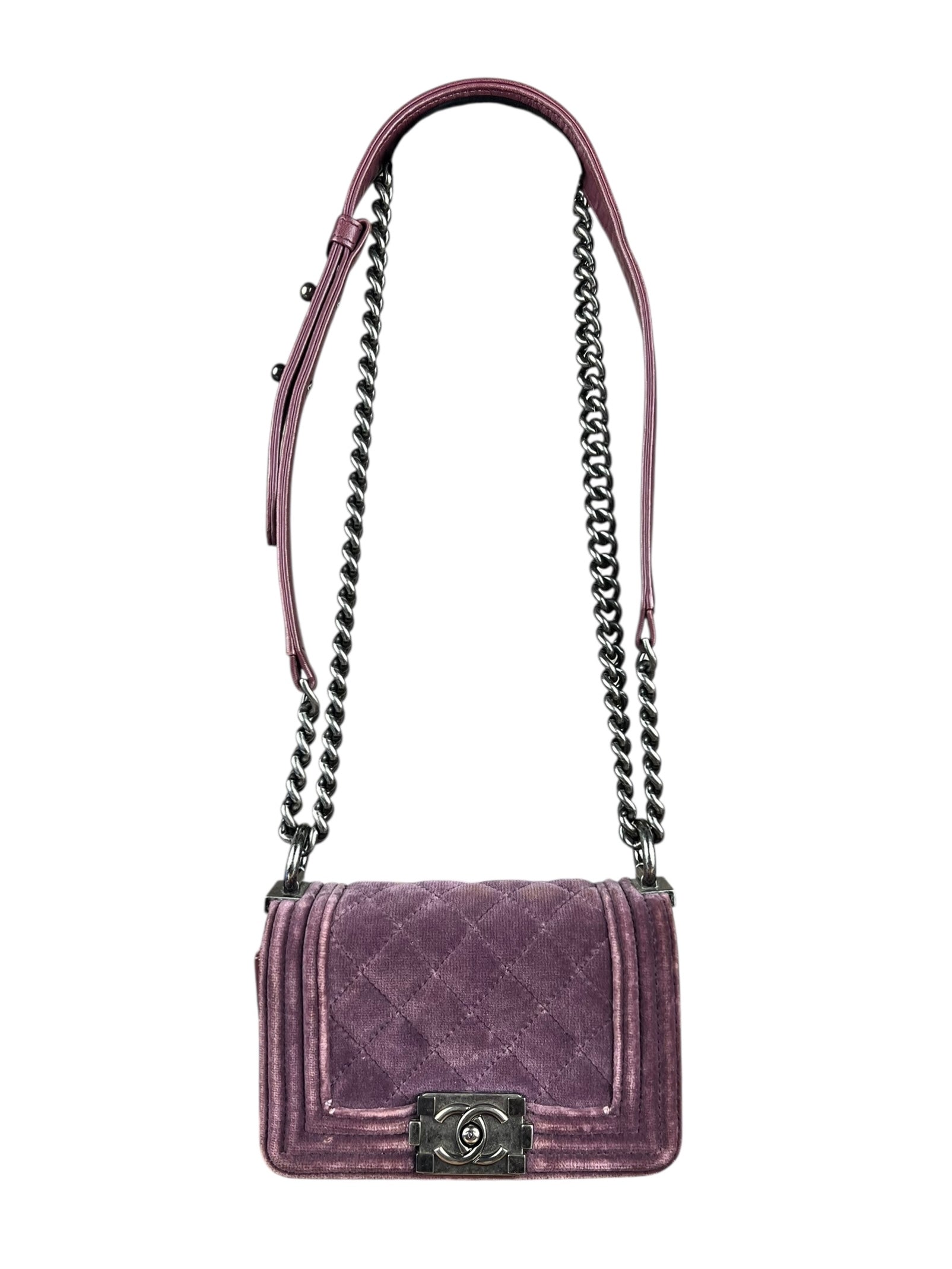 Chanel Purple Velvet Mini Boy Bag 2013
