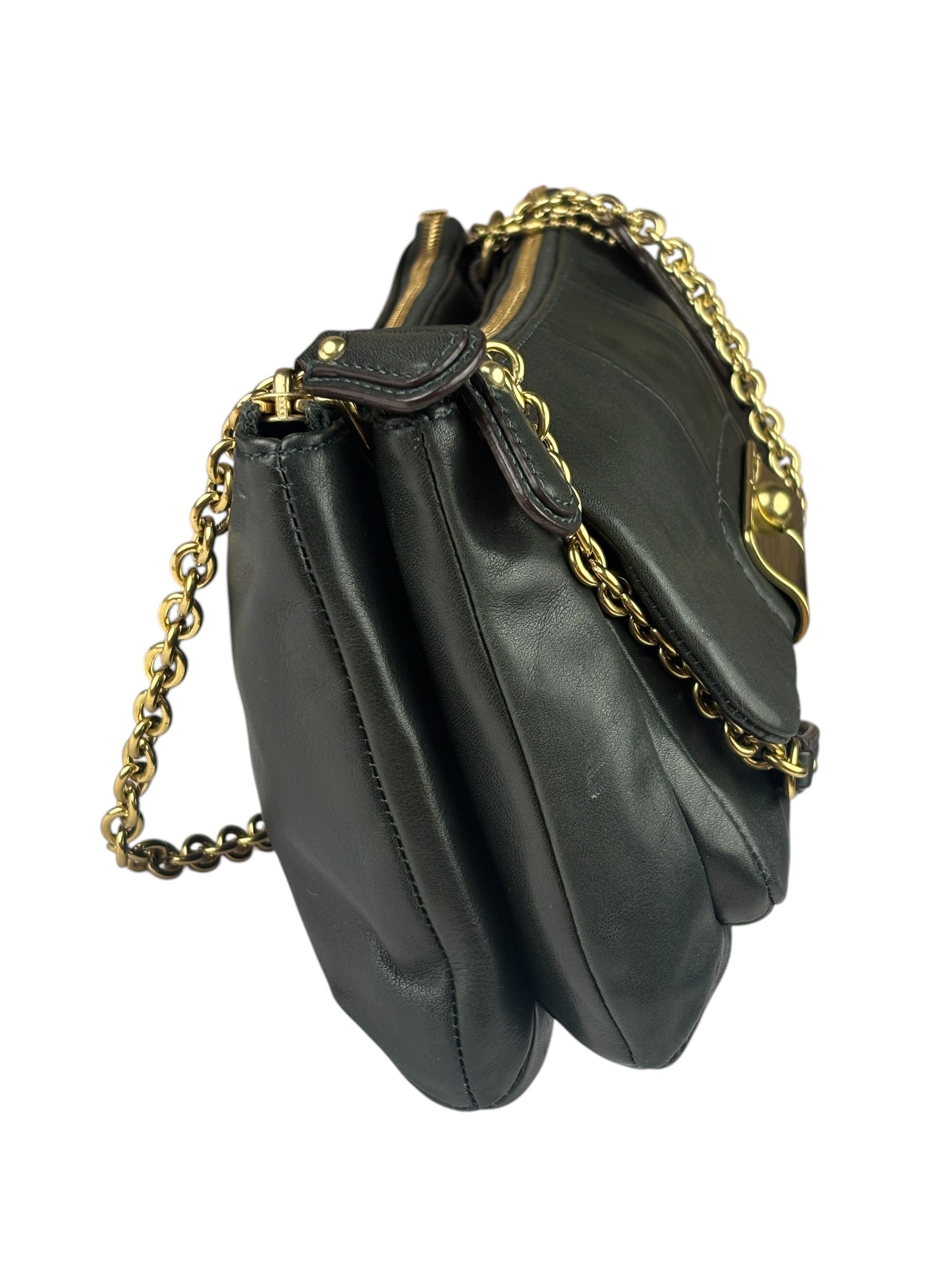 Coach Dark Green Leather Kristin Willow Shoulder Bag